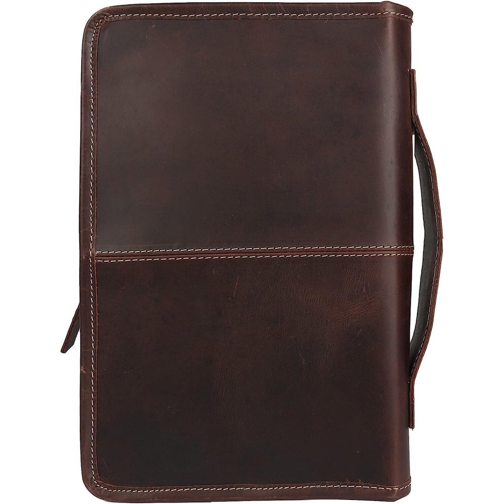 Leather Bible Cover w/ Handle & Pocket –‎ Small Book or Planner Holder Case